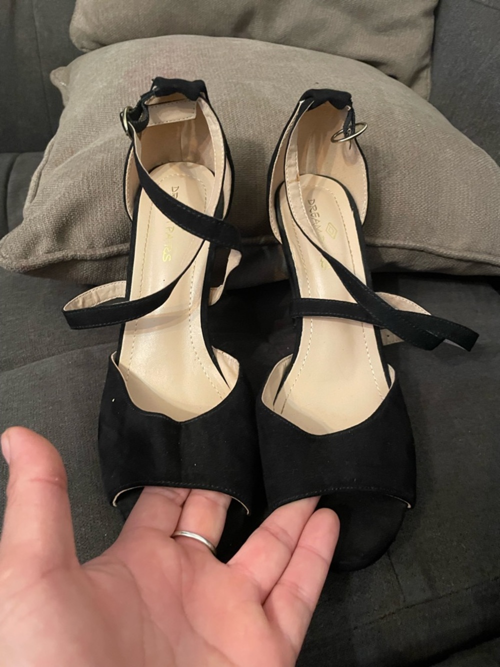 Dream Pairs Black Open-Toe Ankle-Strap Heels
